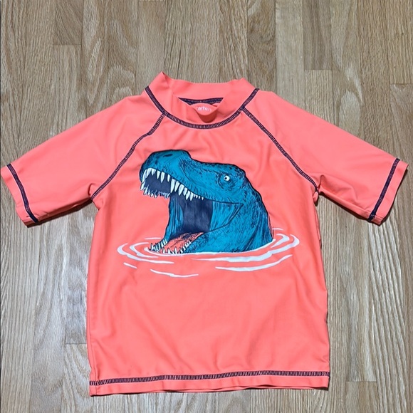 Carter's Kids Dinosaur T-Rex Rash Guard Shirt Swim Top Size 4 - Picture 1 of 6